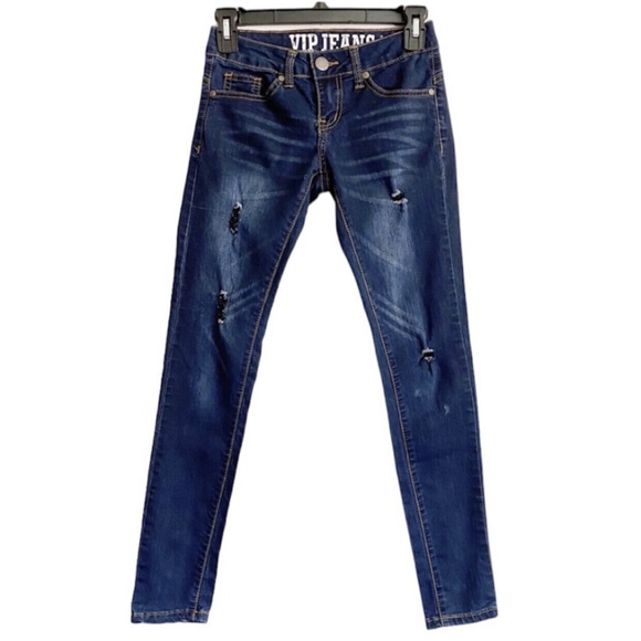 VIP distressed denim skinny jeans Size 0 - Picture 1 of 10